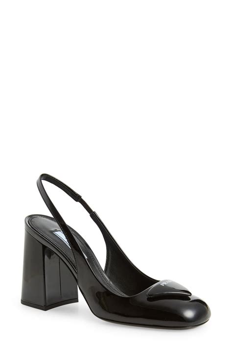 prada vernice pump|Prada Vernice Leather Slingback Pumps .